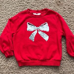 H&M Red Sweatshirt with Sequin Bow